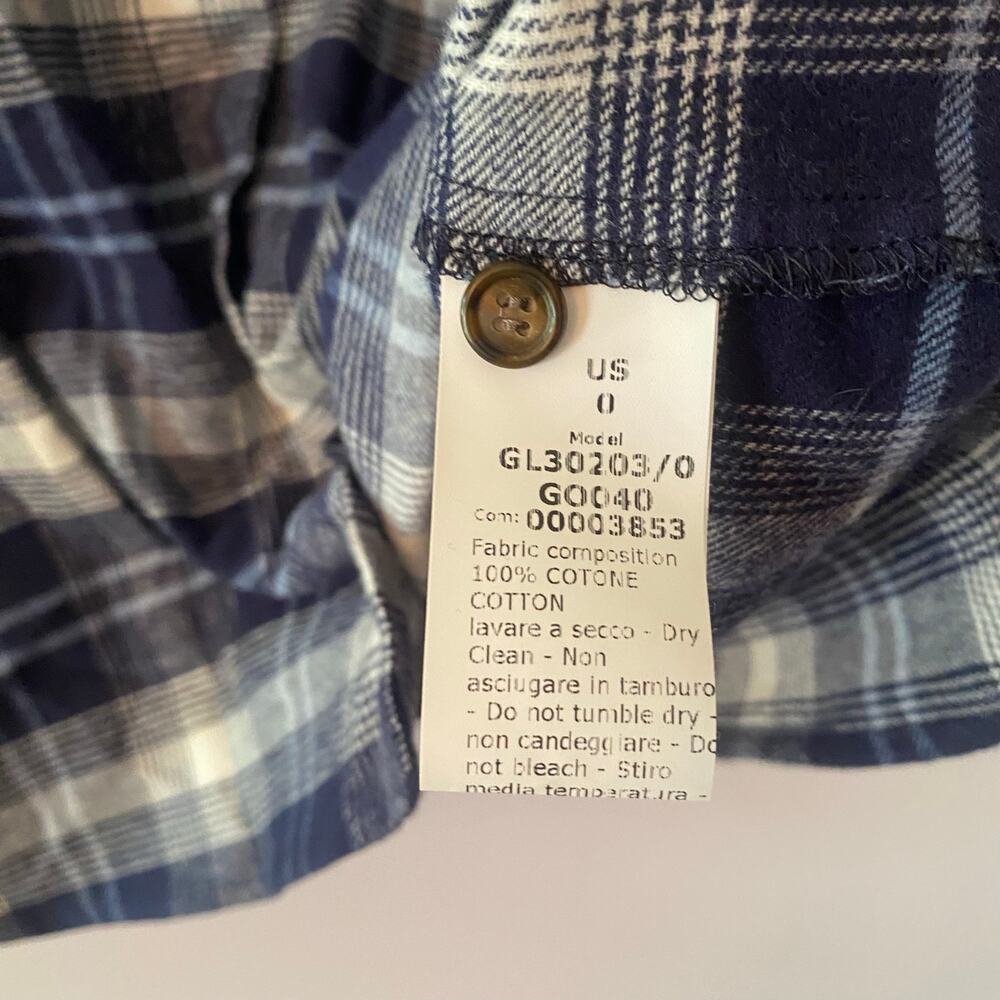 Goop G. Label Blue White Flannel Button Down Shirt Cotton Western Women's size 0 - Picture 9 of 9